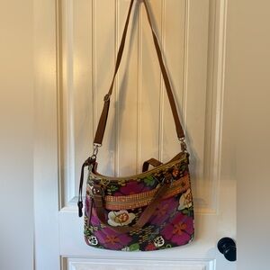 Vintage Fossil Floral Patterned laptop crossbody
